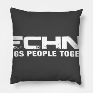 Techno Brings People Together - typo (white) Pillow