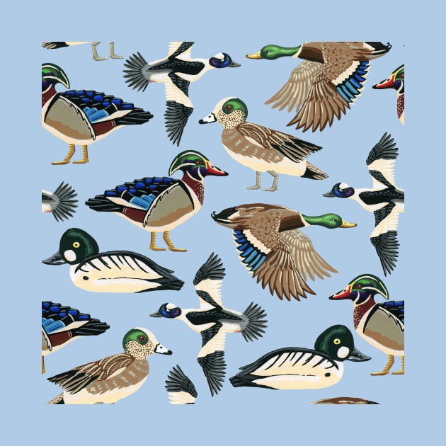 American Duck Species Pattern in Blue by paintedpansy