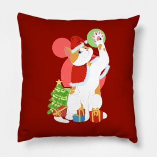 CHRISTMAS WHITE ORANGE CAT Pillow