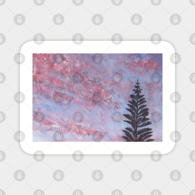 fluffy sunset and tree Magnet by LeighsDesigns