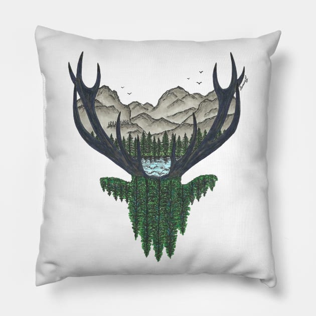 Forest Deer Pillow by SamuelJ