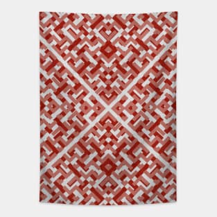 Ruby Maze Geometric Pattern Tapestry