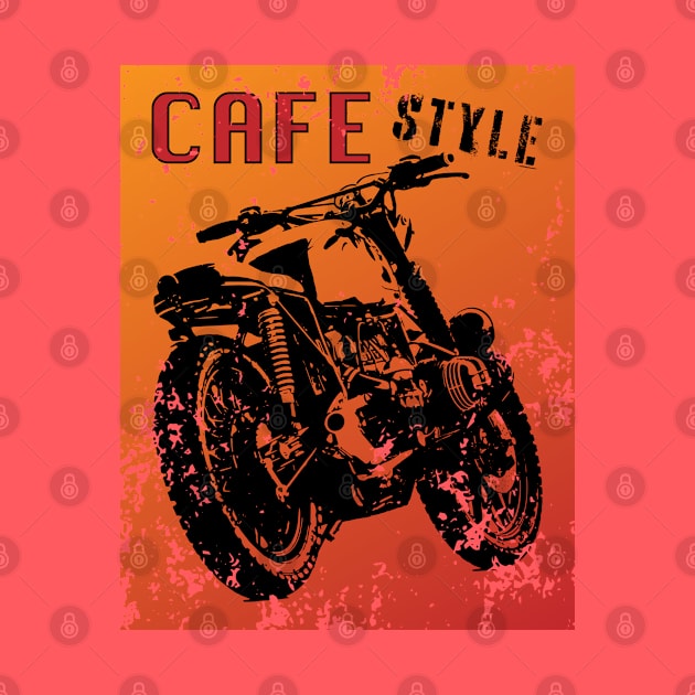 Cafe racer motorbike grunge poster style logo by MultistorieDog