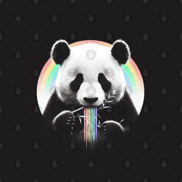 Monochromatic Panda Bear Within Rainbow Colors by TomFrontierArt