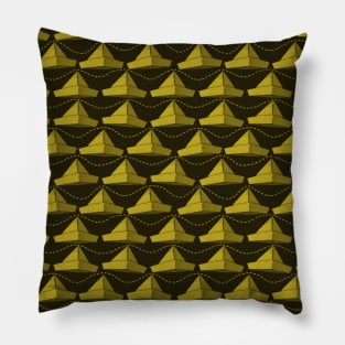 Paper Hats Pattern Yellow Pillow