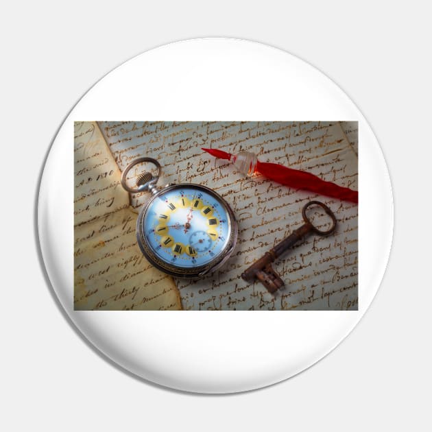 Beautiful Pocket Watch On Old Letters Pin by photogarry