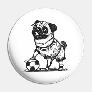 Pug plays Football Pin