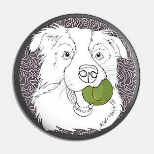 Border Collie with Tennis Ball Pin