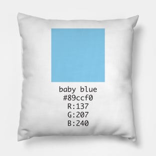 Baby Blue Hex and RGB Code Pillow