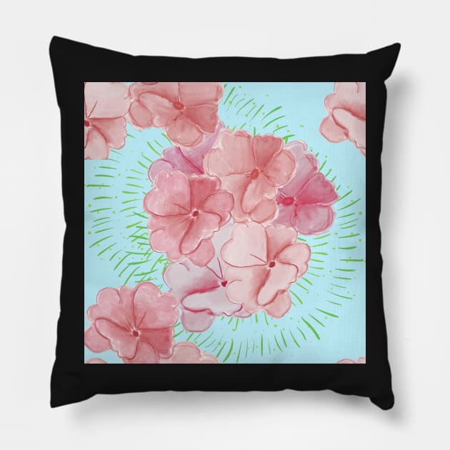 Pink flower pattern  impatient Pillow by FamilyCurios