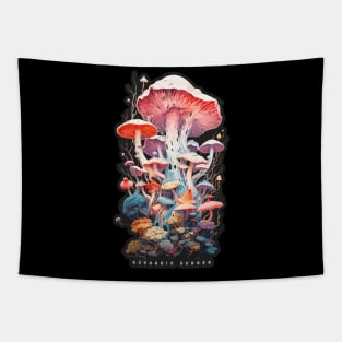 "Euphoric Echoes: Psychedelic Mushroom Wonderland" Tapestry