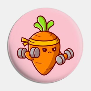 Cute Carrot Lifting Dumbbell Cartoon Pin