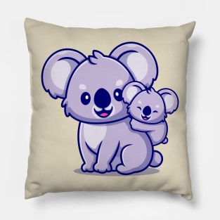 Cute Koala With Cub Cartoon Pillow