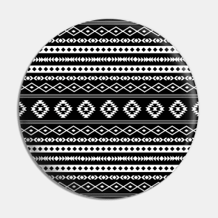 Aztec White on Black Mixed Motifs Pattern Pin