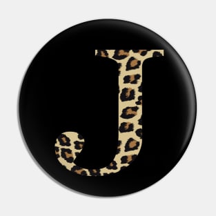 Letter J Leopard Cheetah Monogram Initial Pin