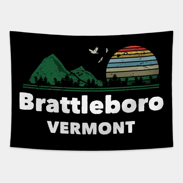 Mountain Sunset Flying Birds Outdoor Brattleboro Vermont Tapestry by greenrepublicmerch