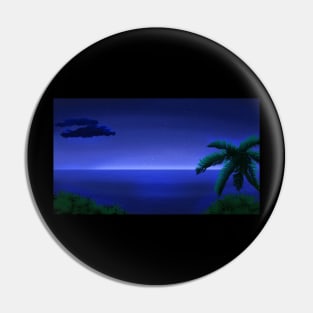 Night Break Beach Scenery - Night Time Anime Landscape Painting Pin