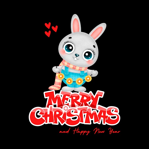 Cute Cartoon Rabbit Christmas T Shirt by King Hoopoe