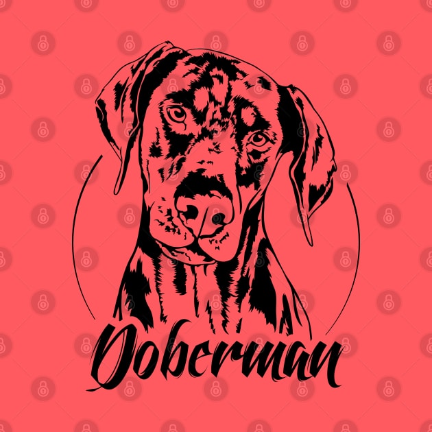 Funny Doberman Pinscher dog lover dog portrait by wilsigns