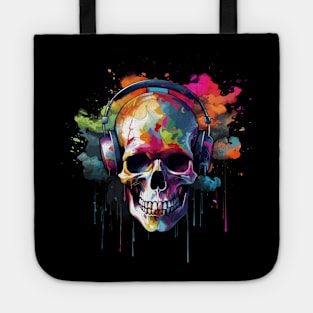 Skull Explosion Colorful Paint Cloud Graffiti Street Art Tote