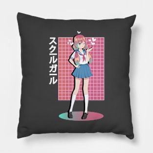 Kawaii Strawberry Girl 90s Japanese Otaku Stylish Aesthetic Pillow