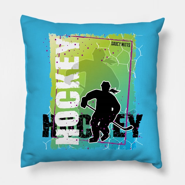 Abstract Women's Hockey Player Pillow by SaucyMittsHockey