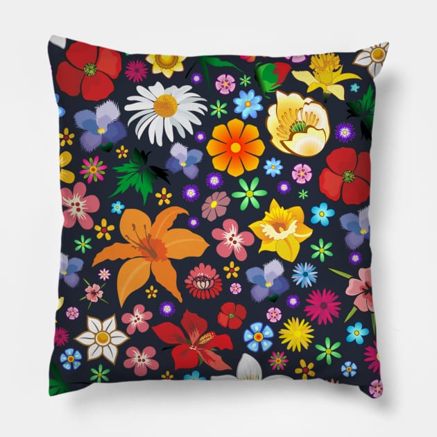 Floral Mandala Pillow by BluedarkArt