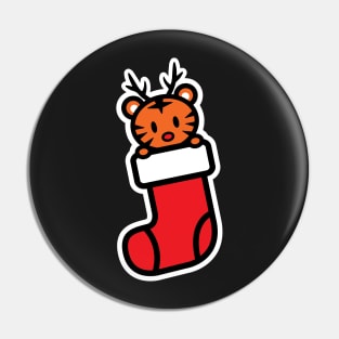 Tiger Christmas Stocking Bambu Brand Holiday Pin