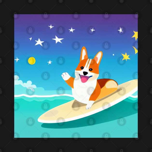 Surfing Corgi Dog by nicecorgi