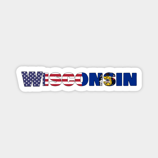 Wisconsin State Flag/American Flag logo Magnet by ElevenGraphics