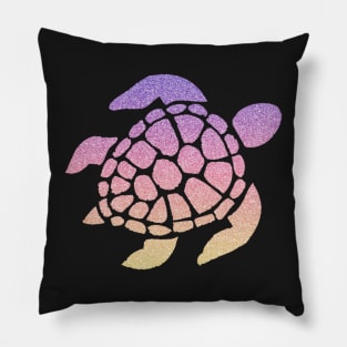 Pastel Sunset Ombre Faux Glitter Turtle Pillow