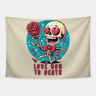 Love You To Death // Funny Skeleton V2 Tapestry