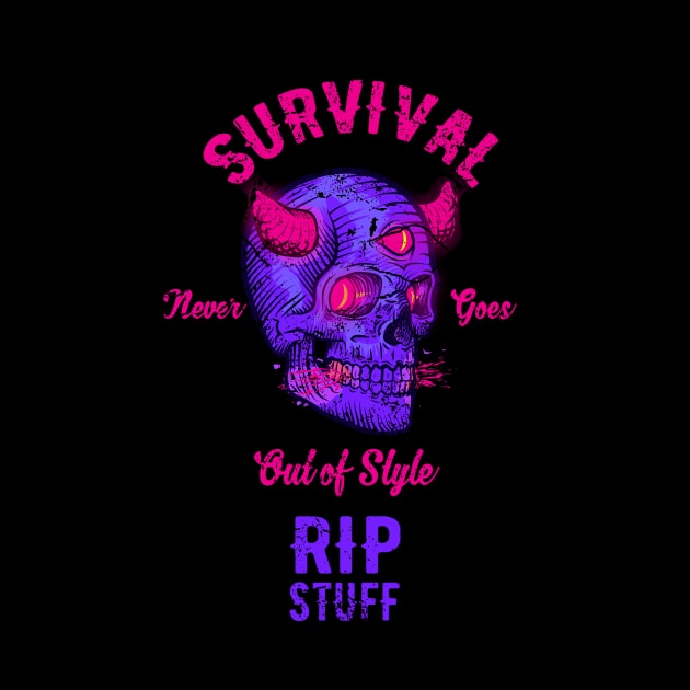 Survival Horned Neon Skull by TOKEBI