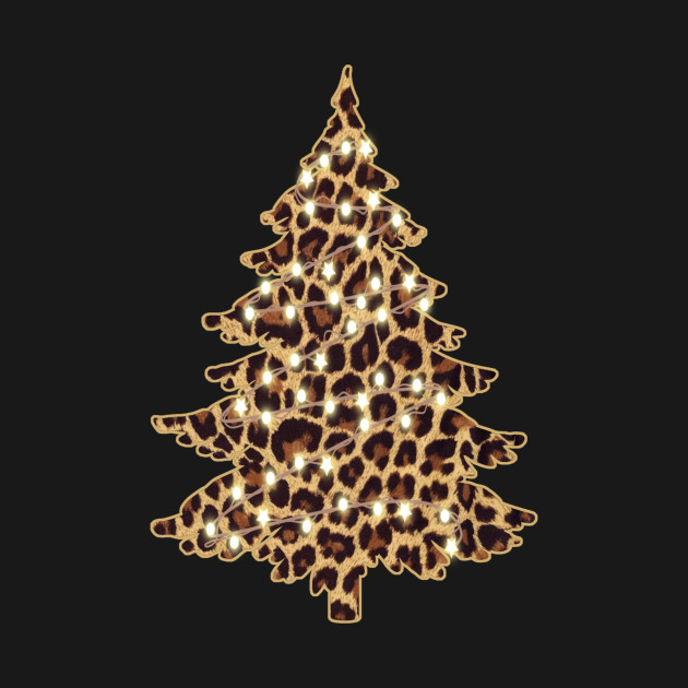 Disover Leopard Print Merry Christmas Tree Lights Xmas Women Gift - Christmas Trees - T-Shirt