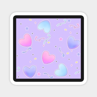 Fairy Kei Hearts on Purple Magnet