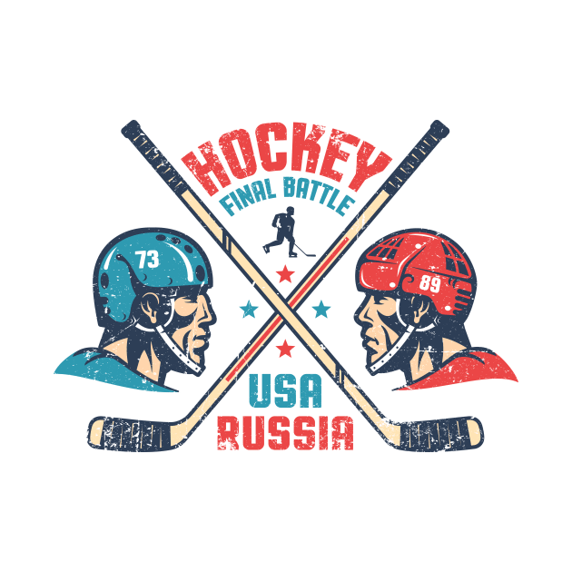 Retro poster for the final hockey match between Russia and the United States by Agor2012