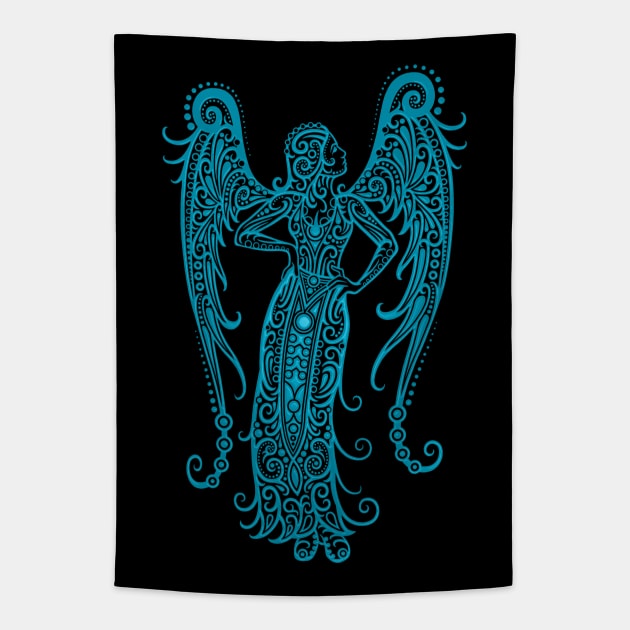 Blue Virgo Zodiac Sign Tapestry by jeffbartels