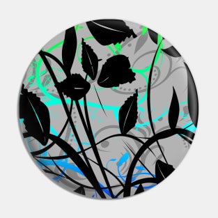 Nature Silhouette with Tribal Shadows with Floral Colourful Branches Pin