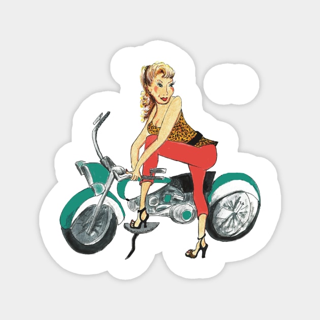 Retro Biker Chick Magnet by Annie18c