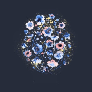 Ink Soft Blue Flowers T-Shirt