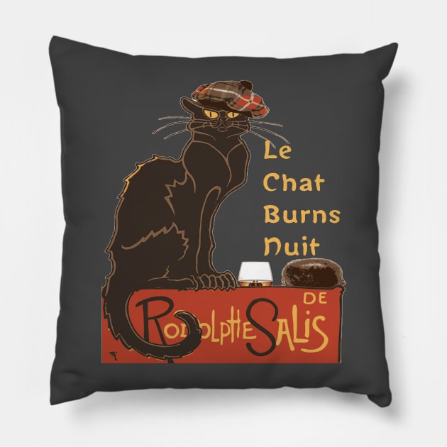 Le Chat Burns Nuit With Haggis and Dram Pillow by taiche
