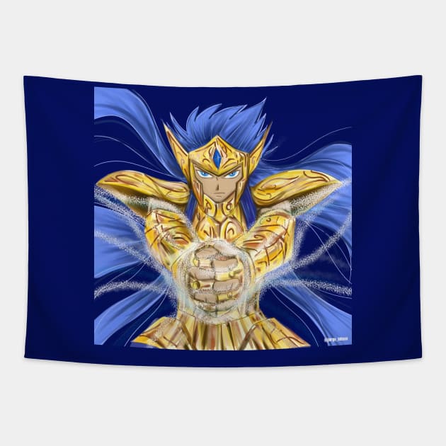 camus the gold saint of aquarius in saint seiya Tapestry by jorge_lebeau