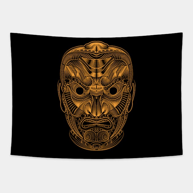 Japanese Samurai Mempo Tapestry by Worldengine