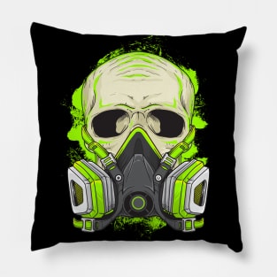 Retro Neon Biohazard Skull Pillow