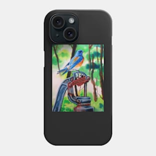 Eastern Bluebird On Rusty Pump Watercolor Print Phone Case