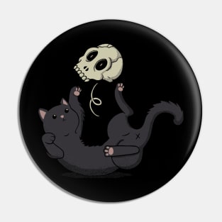 Skull Black Cat Pin