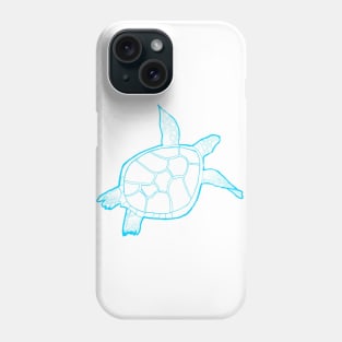 Swimming light blue turtle Phone Case