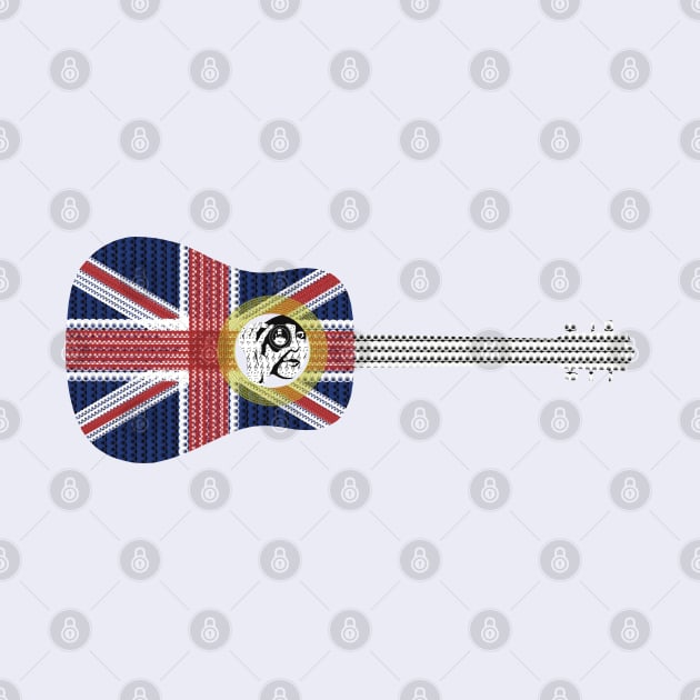 Guitar with Union Jack British Flag overlay pattern by KateVanFloof