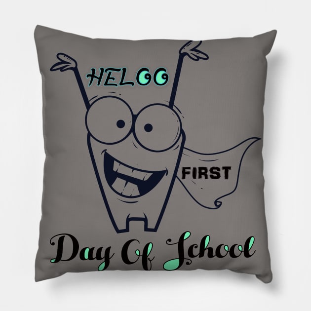 hello first day of school Pillow by key_ro