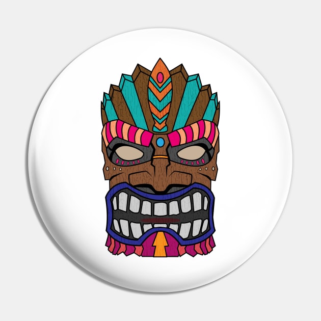 Tiki Totem Sticker Pin by Brobocop